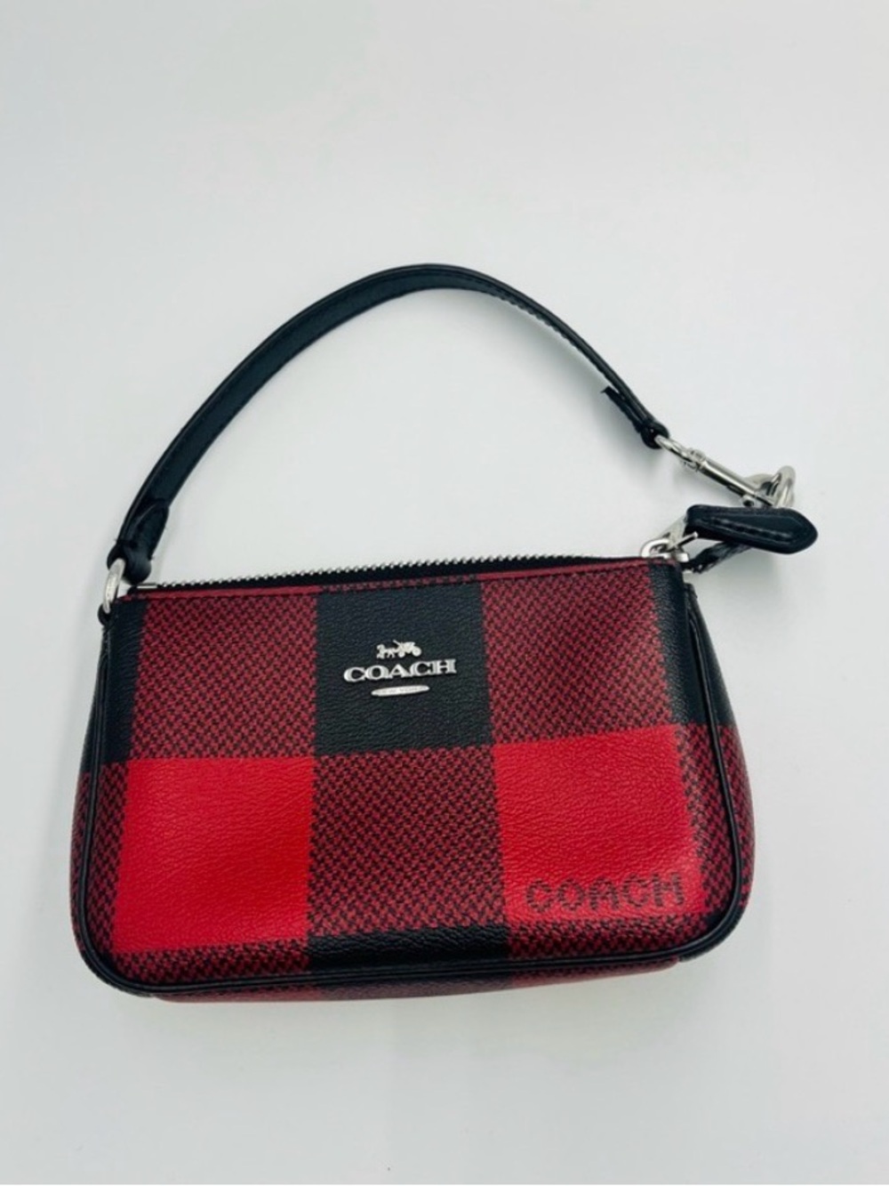 Like New! COACH Nolita 15 Red Black Buffalo Plaid ❤️ Mini Bag - Picture 4 of 8